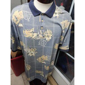 Summa Nautical Lighthouse Hawaiian Polo Shirt Men's XXL 2XL Short Sleeve